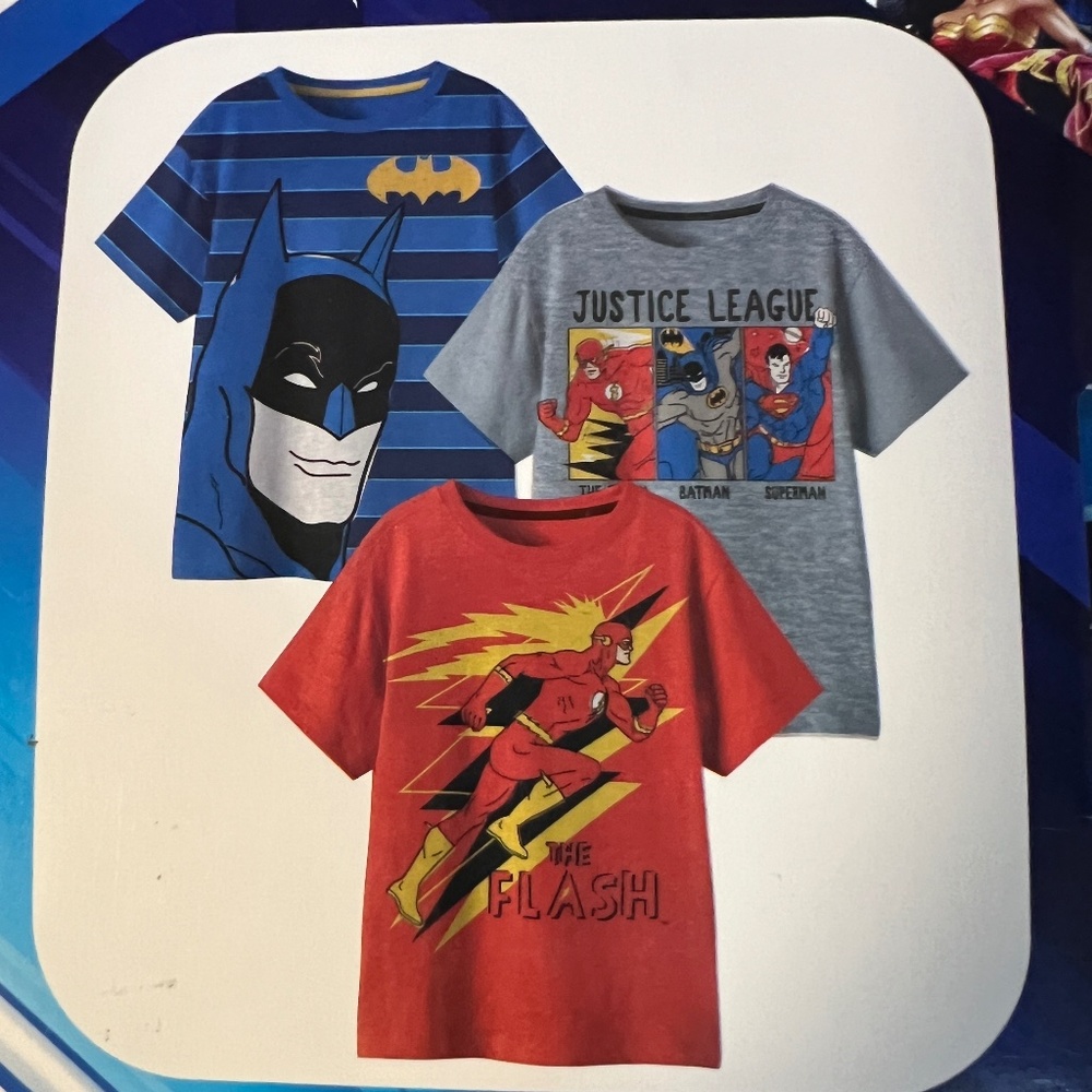 DC Justice League 3 Pk 10/12 Justice League Graphic T Shirt Gray, Red, Blue NWT